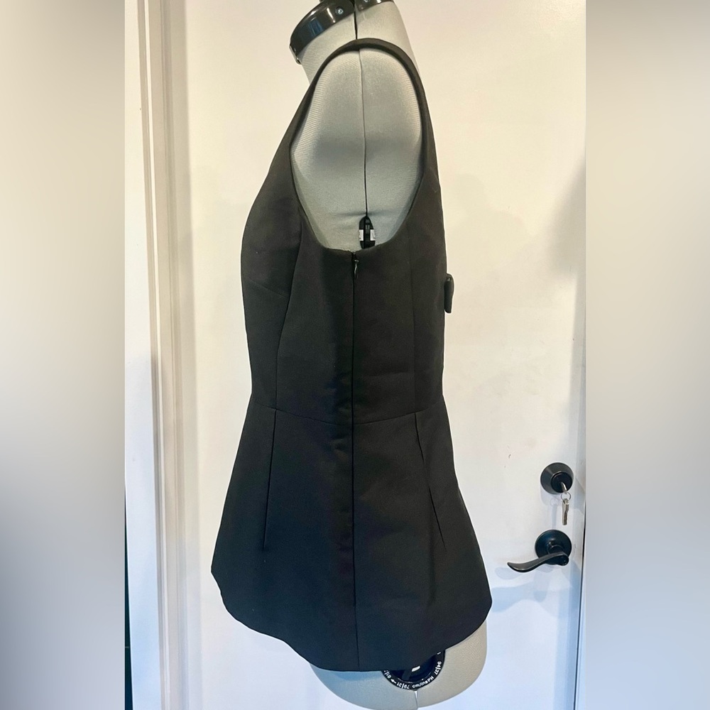 Kate Spade NWT structured peplum top, bow, black, sz6 - Picture 4 of 11